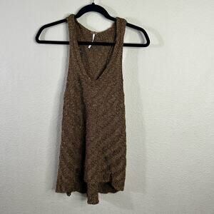 Free People Brown Chevron Sweater Racerback Tunic Knit Tank Top